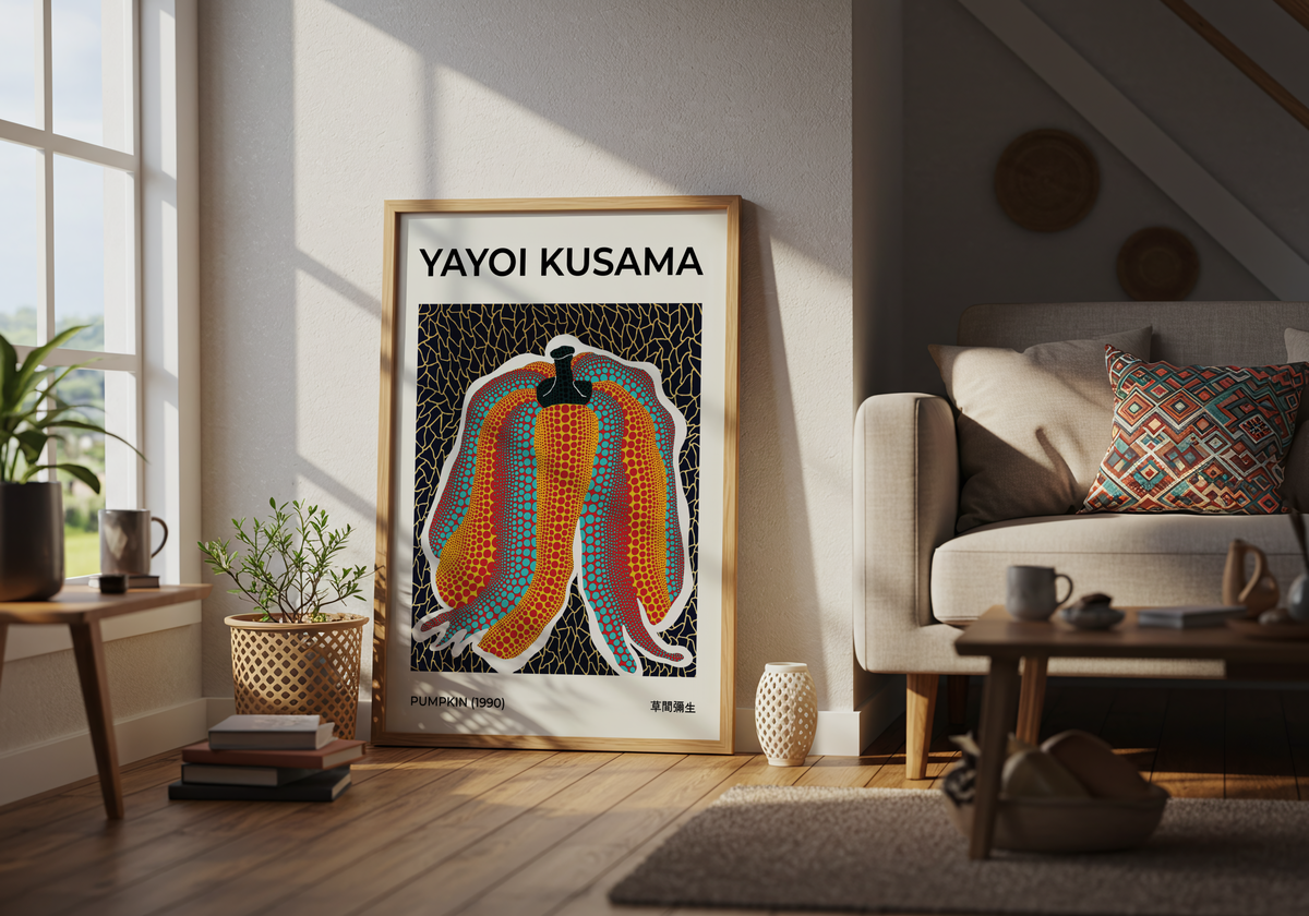 Yayoi Kusama Pumpkin 2002 – affisch med stilfullt motiv från Bozetto i hög kvalitet