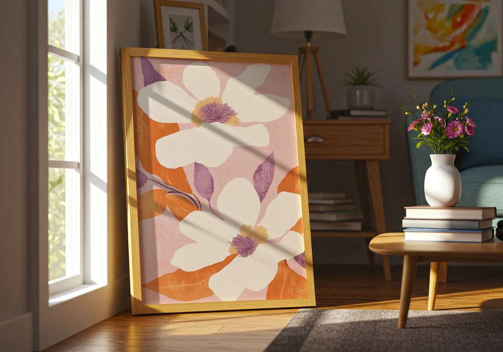Pink Peony Flower – affisch med snyggt motiv, köp enkelt hos Bozetto i flera storlekar