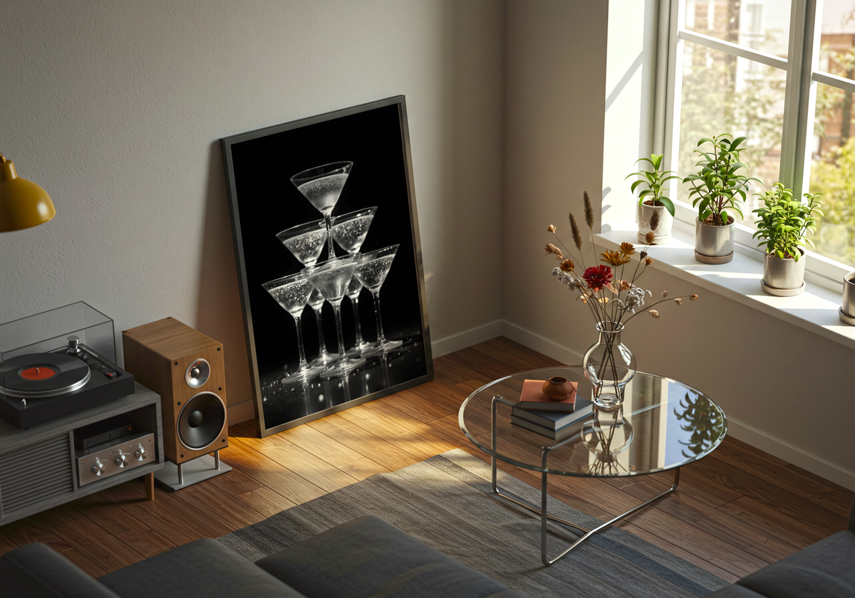 Champagne Glas Pyramid Drink – affisch med stilfullt motiv från Bozetto i hög kvalitet