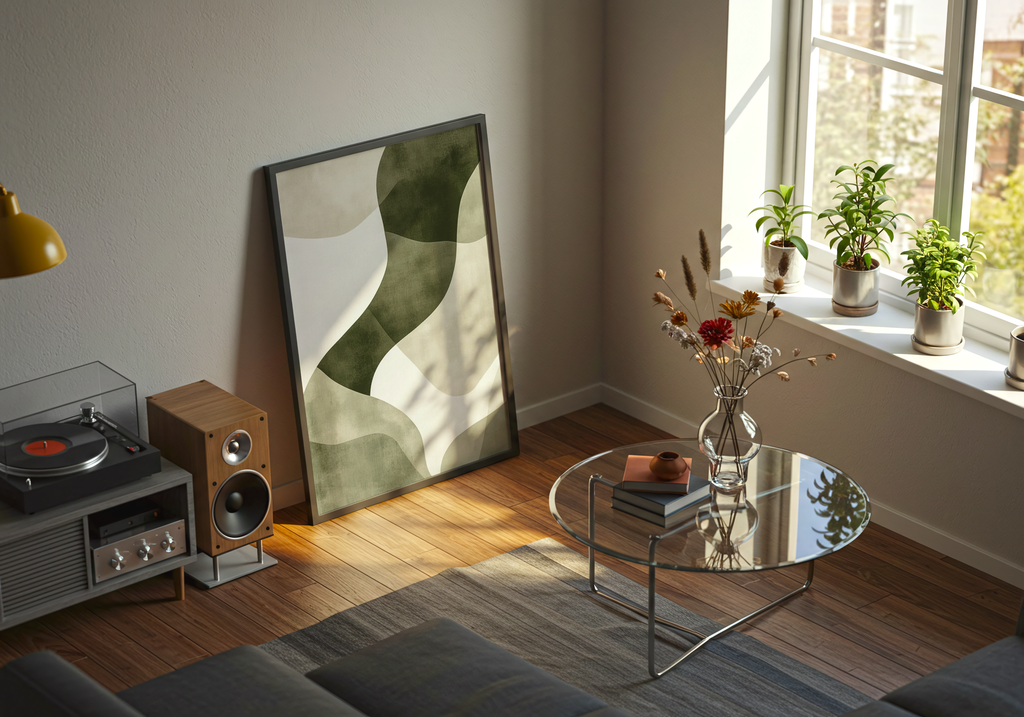 Abstract Green Shapes No.1 – affisch med stilfullt motiv från Bozetto i hög kvalitet