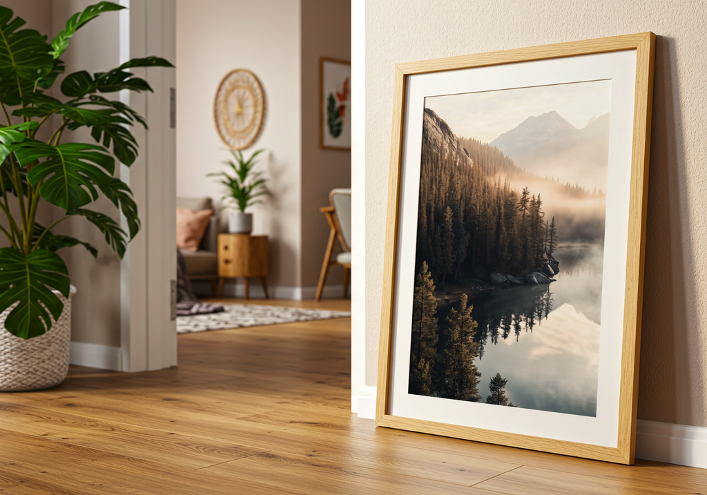 Between the Misty Peaks poster visad rakt fram – Bozetto affisch i hög tryckkvalitet