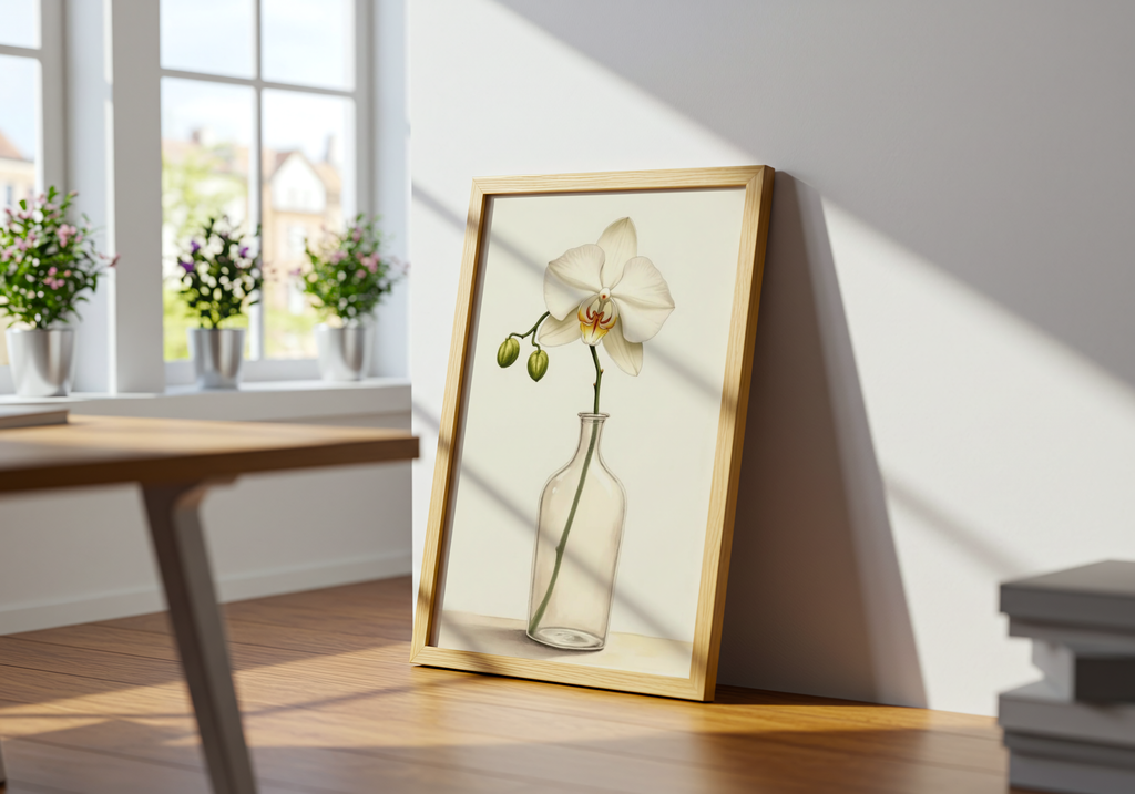 Elegant White Orchid In – affisch med stilfullt motiv från Bozetto i hög kvalitet