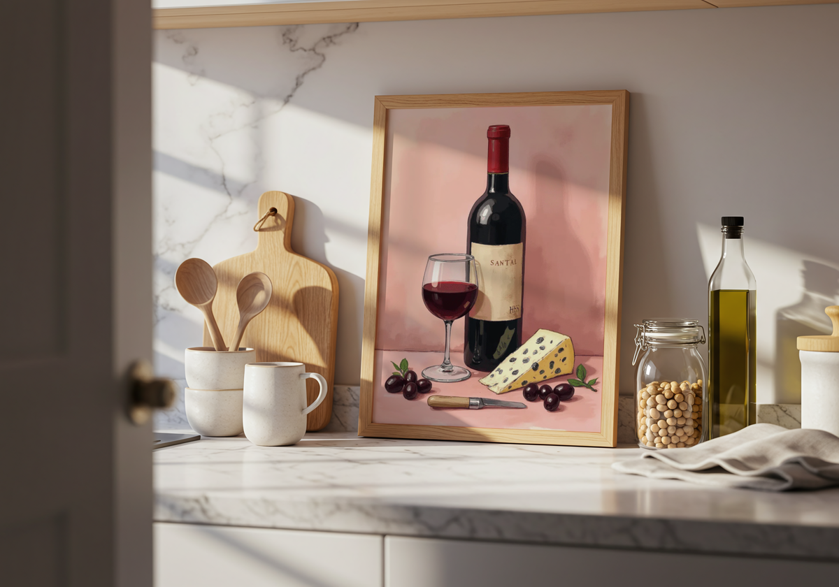 Wine And Cheese poster visad rakt fram – Bozetto affisch i hög tryckkvalitet i hög tryckkvalitet