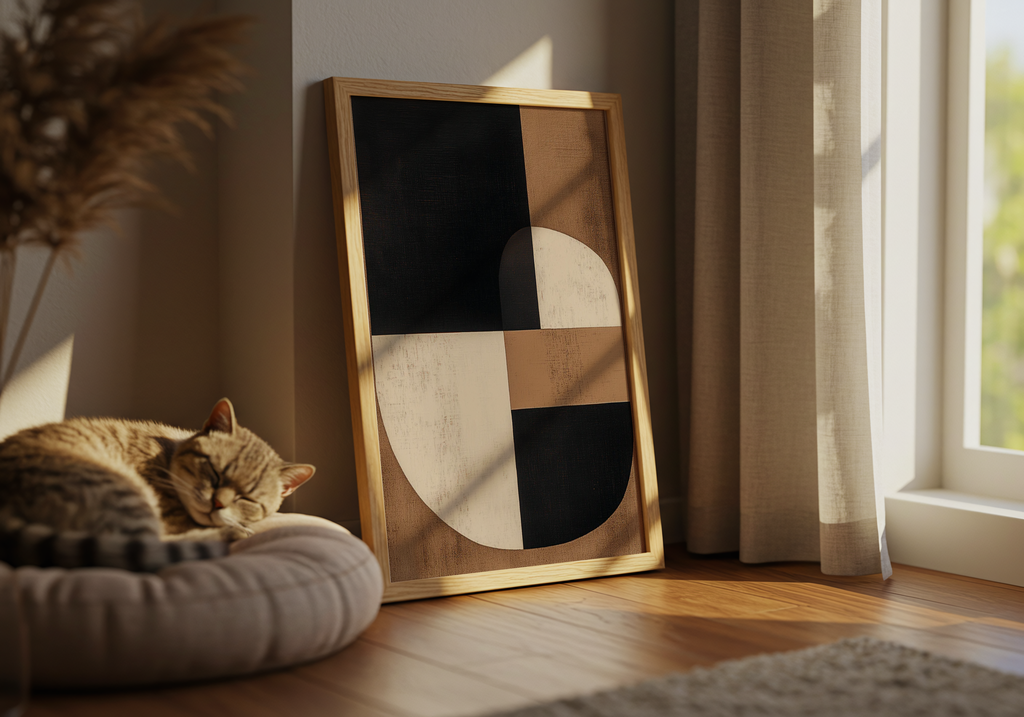 Abstract Brown Shapes poster visad rakt fram – Bozetto affisch i hög tryckkvalitet