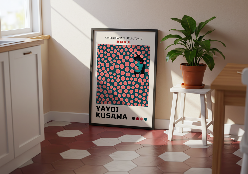 Yayoi Kusama Hidden Gaze – affisch med stilfullt motiv från Bozetto i hög kvalitet