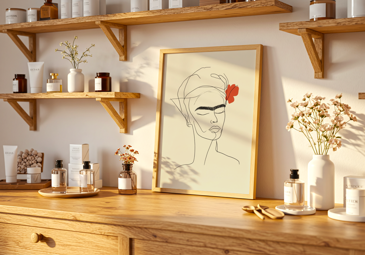 Frida Inspired Line Art – affisch med stilfullt motiv från Bozetto i hög kvalitet