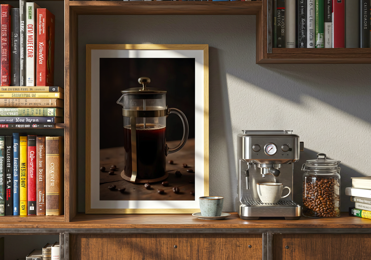 Coffee Press poster visad rakt fram – Bozetto affisch i hög tryckkvalitet i hög tryckkvalitet