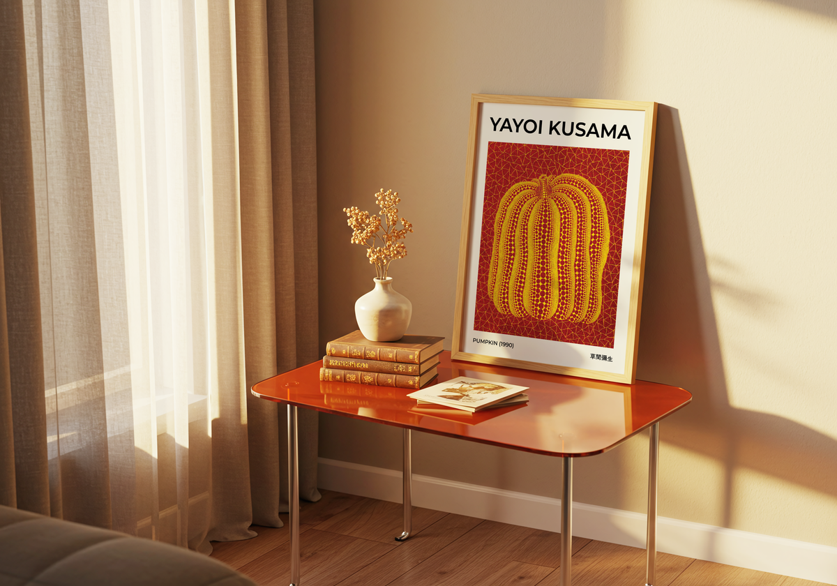 Yayoi Kusama Pumpkin 1990 poster visad rakt fram – Bozetto affisch i hög tryckkvalitet